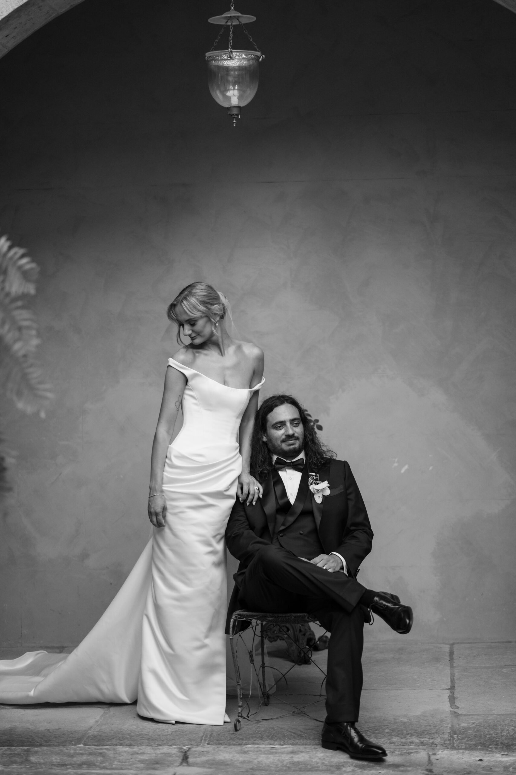 Elegant, editorial wedding portrait